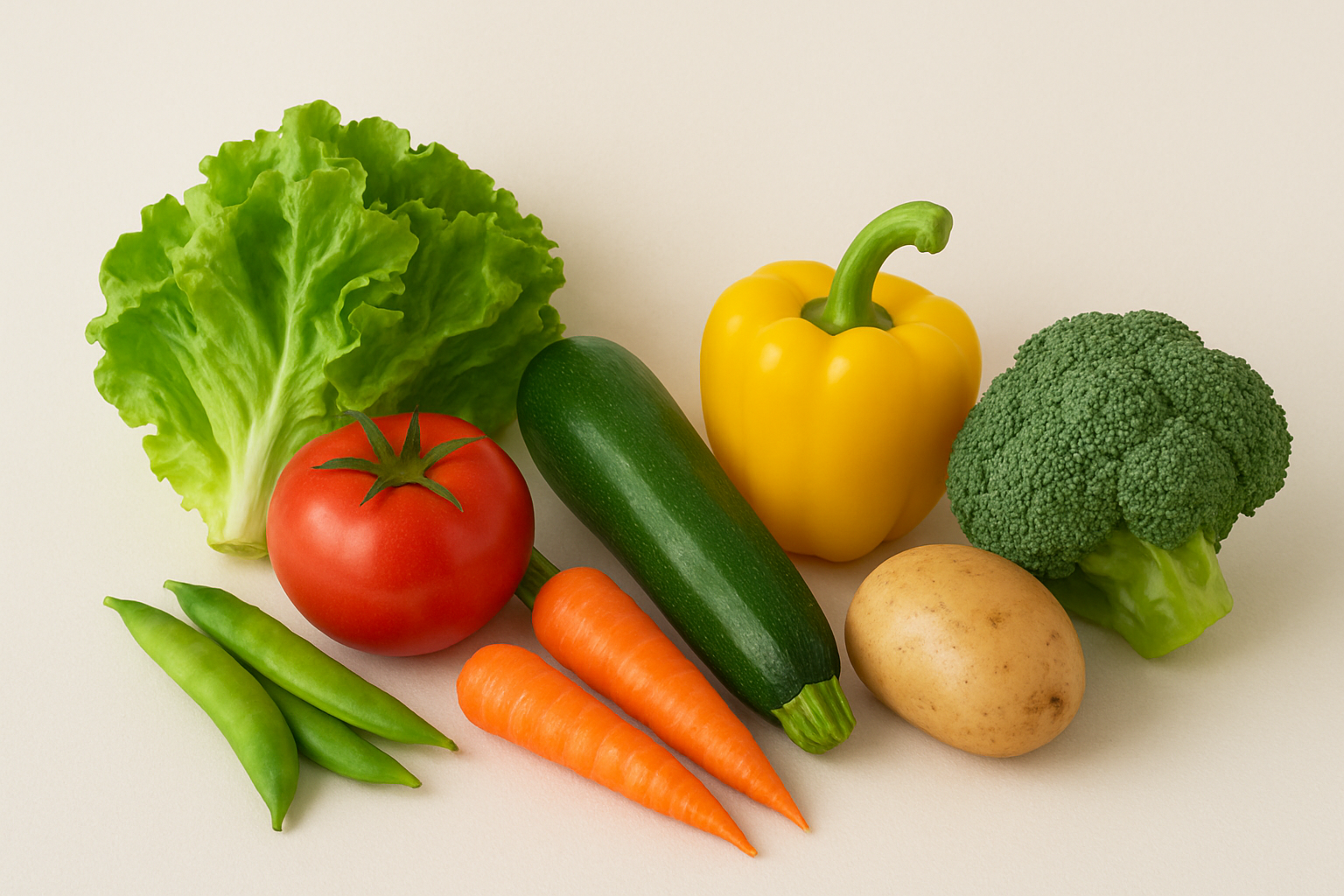 Fresh vegetables including tomatoes, carrots, and leafy greens